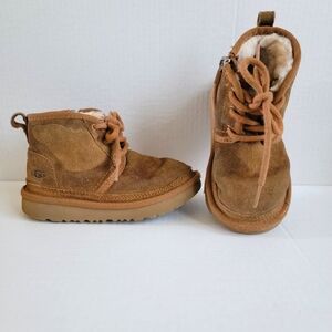 Ugg Australia Neumel II Boots Suede Lace-Up/Zipper Chestnut Boys 11